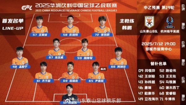 中乙山东泰山B队主场作战  与杭州临平吴越队杆位阵形    ，助威
