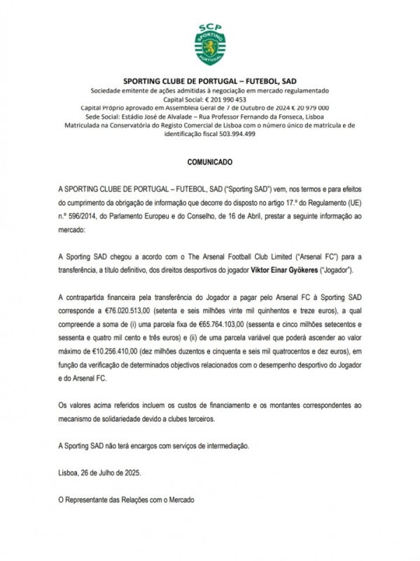 精确到个位葡体官方: 约克雷斯转会费总价76020513欧元