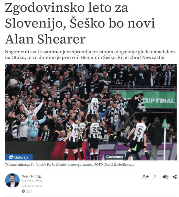 劳动报坚守  自己报道: 舍什科决定去纽卡, 已谈妥薪资待遇