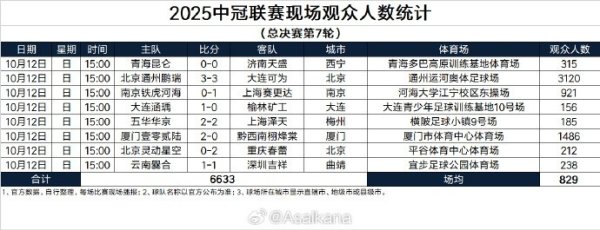 2025中冠职业联赛  现场观赛人群  人数统计（总总决赛  第7轮） ​​​